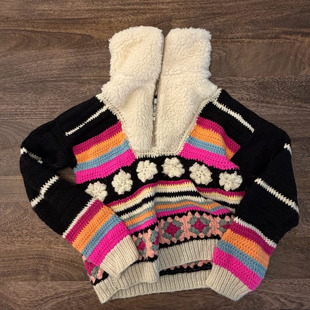 FREE PEOPLE/TACH Ornella Sweater w/Sherpa Zip Collar, small - Beautiful!!